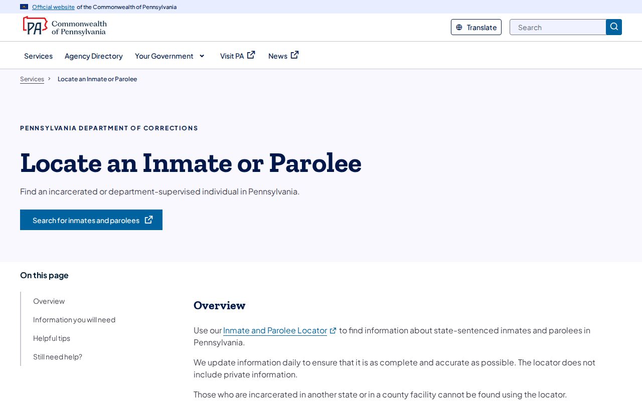 Pennsylvania DOC locator for Forest County released state inmates